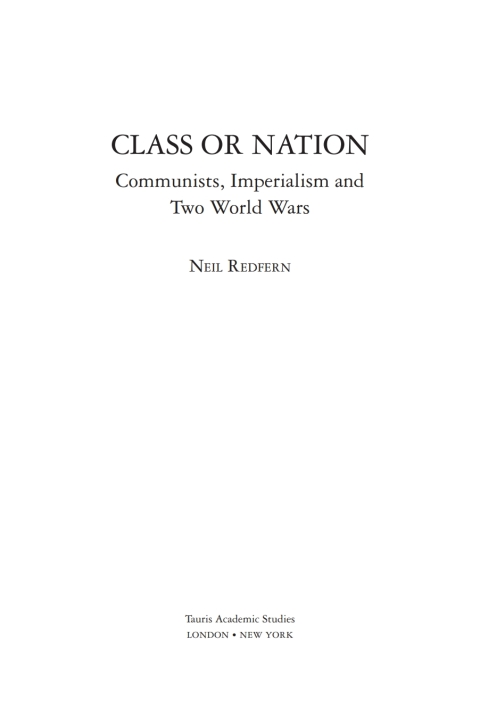 Cover image for book Class or Nation
