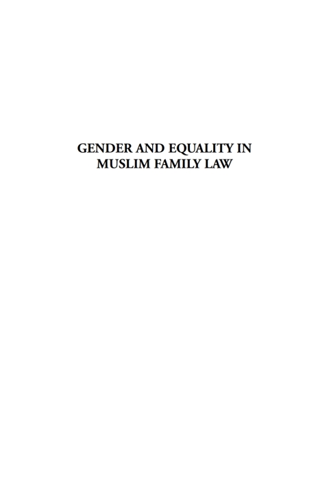 Cover image for book Gender and Equality in Muslim Family Law