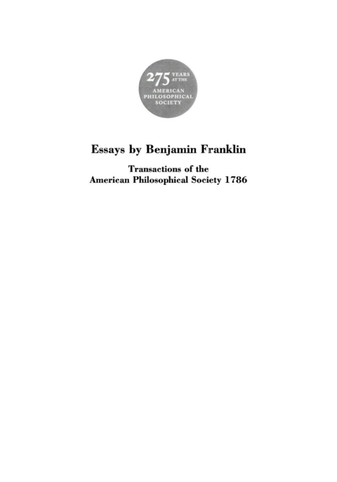 Cover image for book Essays by Benjamin Franklin