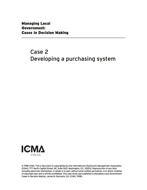 Cover image for book Managing Local Government: Cases in Decision Making: Developing a Purchasing System