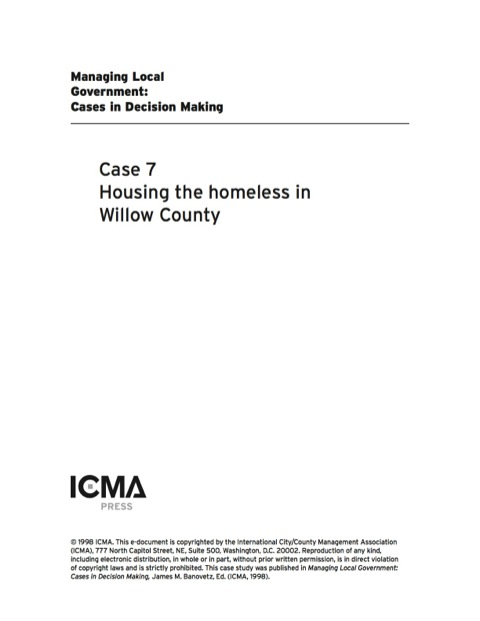 Cover image for book Managing Local Government: Cases in Decision Making: Housing the Homeless in Willow County