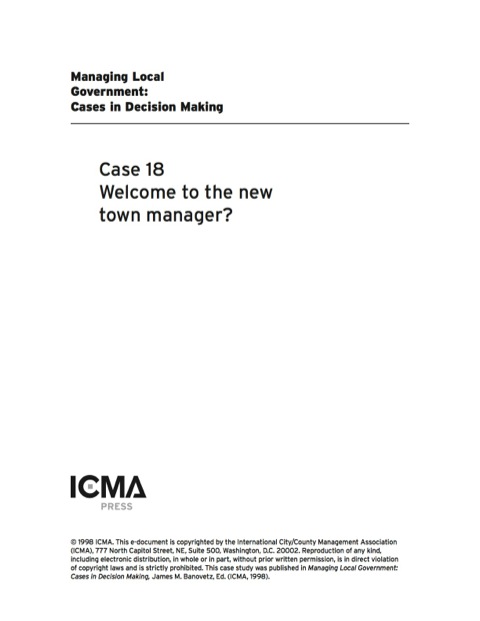Cover image for book Managing Local Government: Cases in Decision Making: Welcome to the New Town Manager?