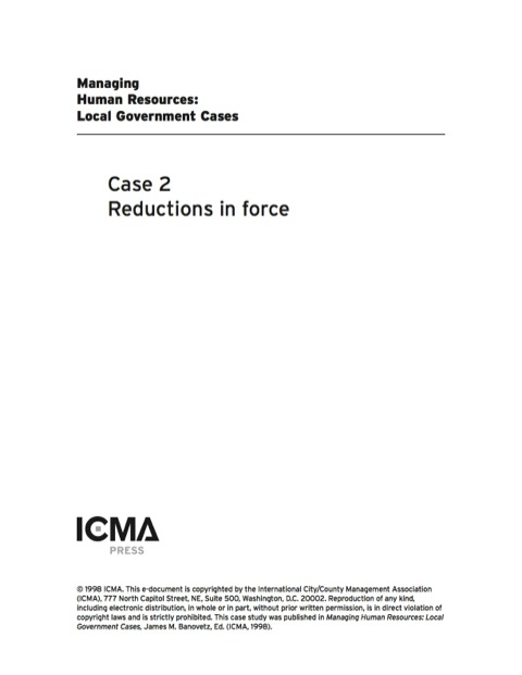 Cover image for book Managing Human Resources: Local Government Cases: Reductions in Force