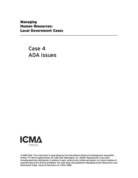 Cover image for book Managing Human Resources: Local Government Cases: ADA Issues