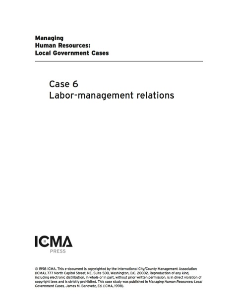 Cover image for book Managing Human Resources: Local Government Cases: Labor-management Relations