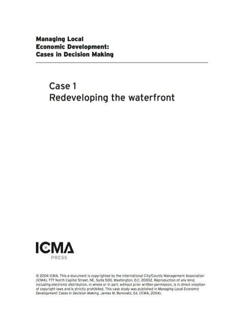 Cover image for book Managing Local Economic Development: Cases in Decision Making: Redeveloping the Waterfront