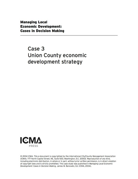Cover image for book Managing Local Economic Development: Cases in Decision Making: Union County Economic Development Strategy