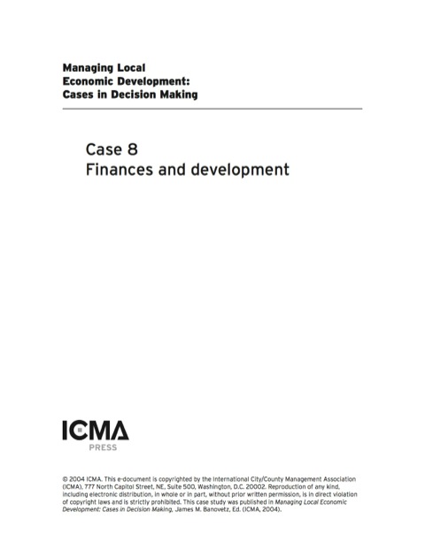 Cover image for book Managing Local Economic Development: Cases in Decision Making: Finances and Development