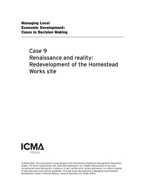 Cover image for book Managing Local Economic Development: Cases in Decision Making: Renaissance and reality: Redevelopment of the Homestead Works Site