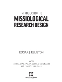 Cover image: Introduction to Missiological Research Design 1st edition 9780878084753