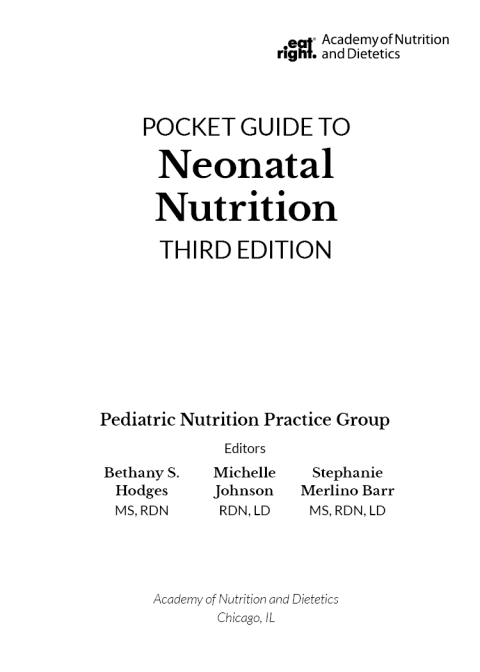 Cover image for book Academy of Nutrition and Dietetics Pocket Guide to Neonatal Nutrition