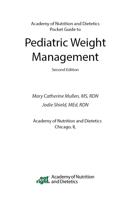 Cover image for book Academy of Nutrition and Dietetics Pocket Guide to Pediatric Weight Management