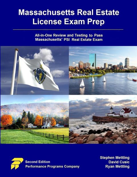 Cover image for book Massachusetts Real Estate License Exam Prep: All-in-One Testing and Testing to Pass Massachusetts' PSI Real Estate Exam