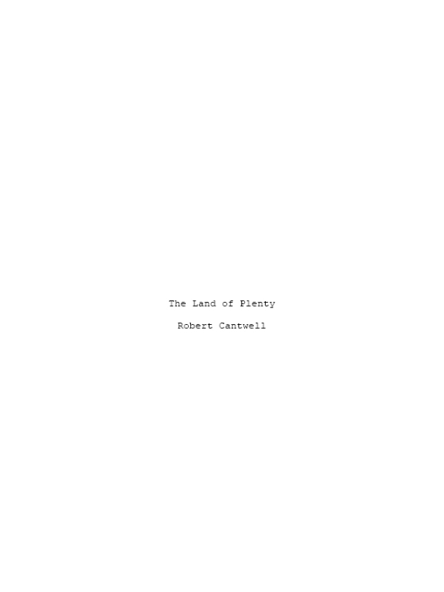 The Land of Plenty