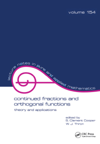 Cover image: Continued Fractions and Orthogonal Functions 1st edition 9780824790714