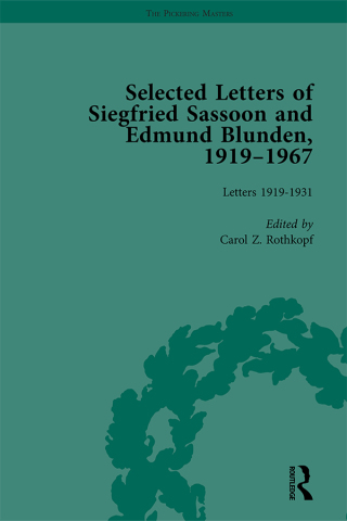Selected Letters of Siegfried Sassoon and Edmund Blunden, 1919�1967 Vol 1