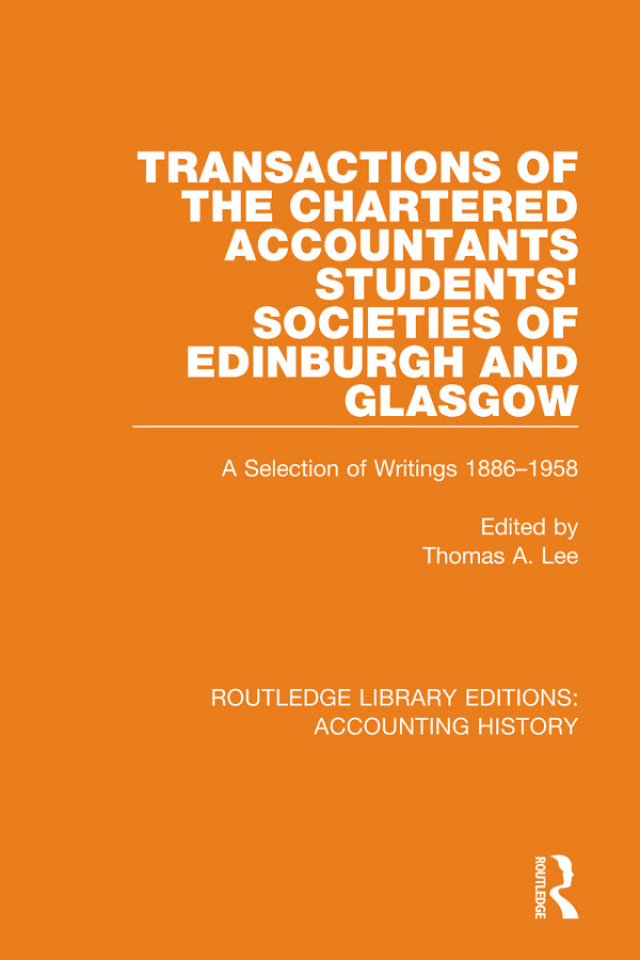 Transactions of the Chartered Accountants Students' Societies of Edinburgh and Glasgow