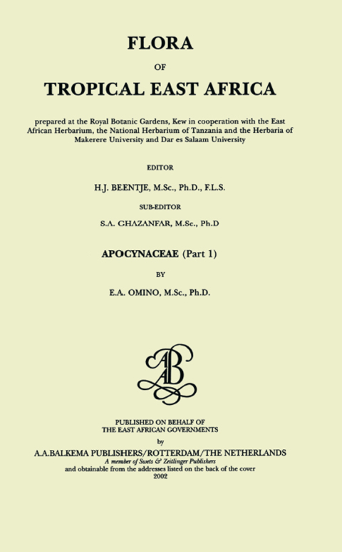 Cover image for book Flora of Tropical East Africa - Apocynaceae (2002)