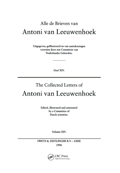 Cover image for book The Collected Letters of Antoni Van Leeuwenhoek - Volume 14