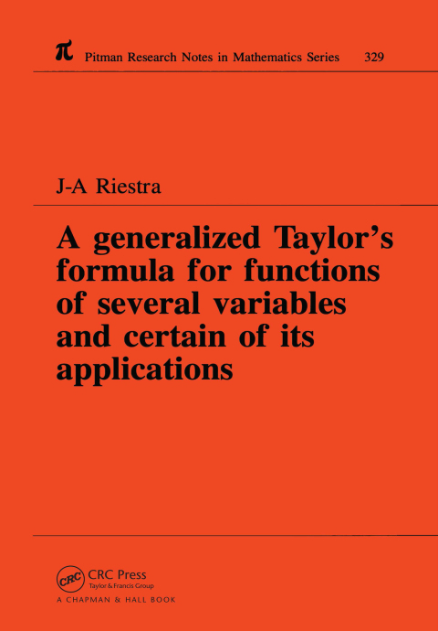 Cover image for book A Generalized Taylor's Formula for Functions of Several Variables and Certain of its Applications