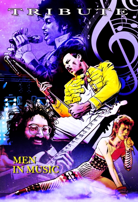 Cover image for book Tribute: Men in Music: Prince, David Bowie, Jerry Garcia & Freddie Mercury