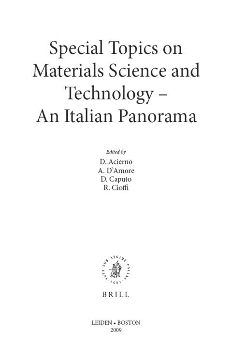 Cover image for book Special Topics on Materials Science and Technology - The Italian Panorama