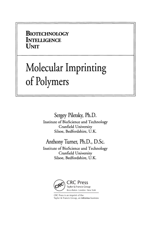 Cover image for book Molecular Imprinting of Polymers