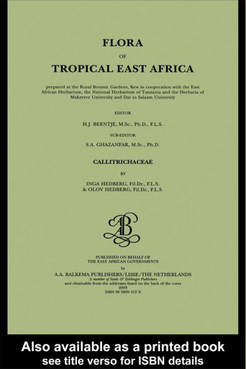 Cover image for book Flora of tropical East Africa - Callitrichaceae (2003)