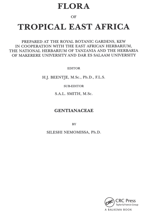 Cover image for book Flora of Tropical East Africa - Gentianaceae (2002)
