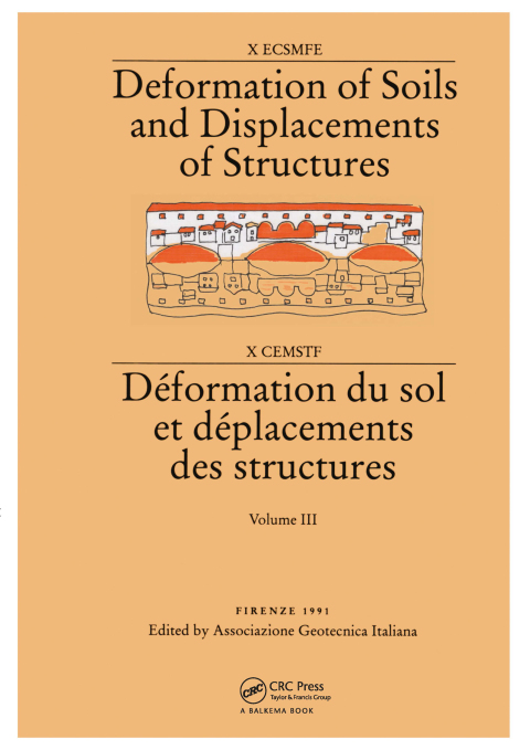 Cover image for book Deformation of soils and displacements of structures, volume 3