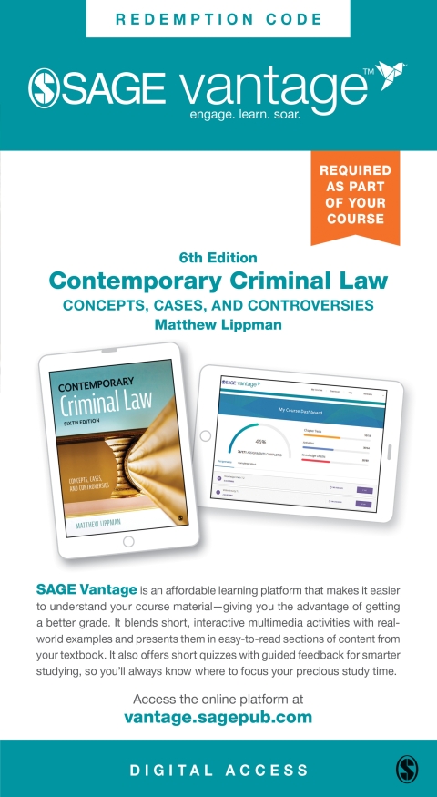 Cover image for book Sage Vantage: Contemporary Criminal Law: Concepts, Cases, and Controversies