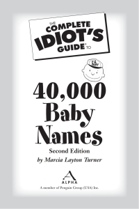 Cover image: The Complete Idiot's Guide to 40,000 Baby Names 2nd edition 9781592578412