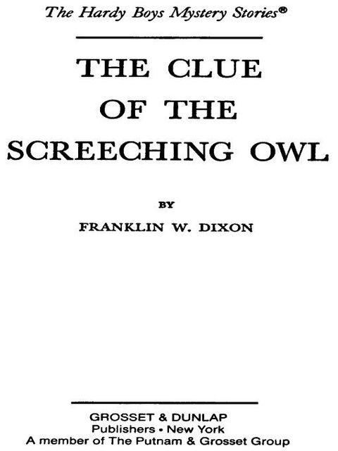 Cover image for book Hardy Boys 41: The Clue of the Screeching Owl