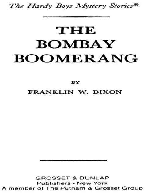 Cover image for book Hardy Boys 49: The Bombay Boomerang