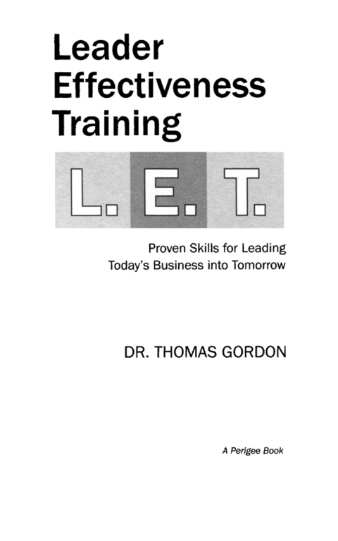 Cover image for book Leader Effectiveness Training: L.E.T. (Revised)
