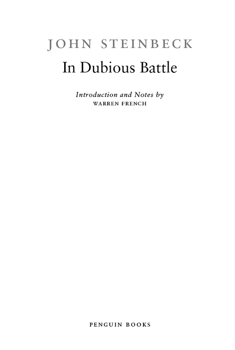 Cover image for book In Dubious Battle