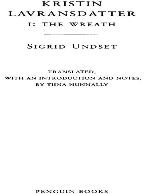 Cover image for book Kristin Lavransdatter, I: The Wreath