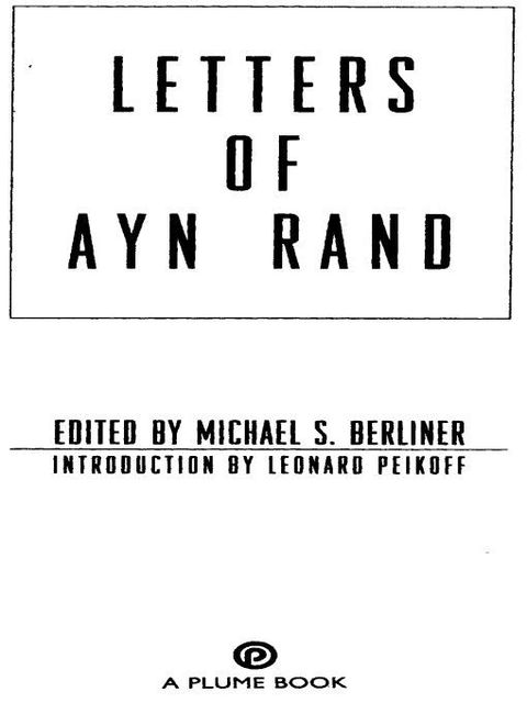 Cover image for book Letters of Ayn Rand