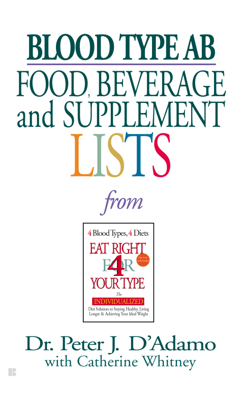 Cover image for book Blood Type AB Food, Beverage and Supplement Lists