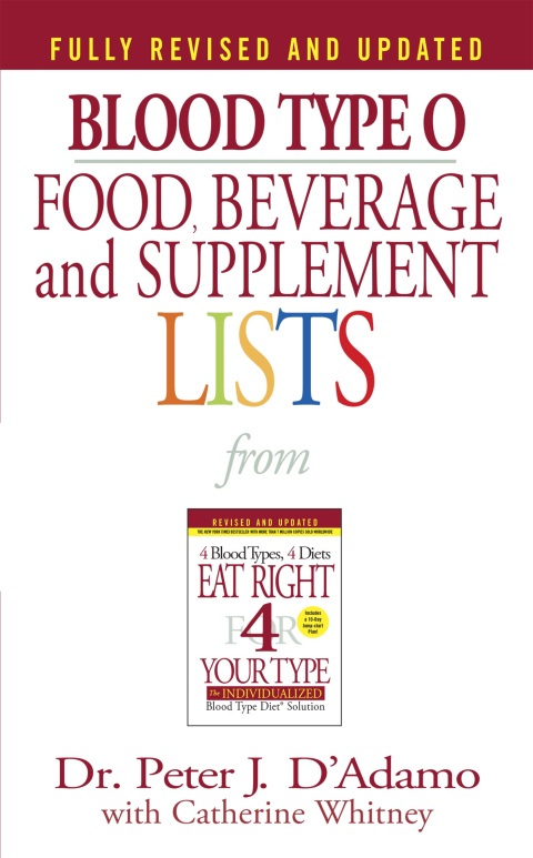 Cover image for book Blood Type O Food, Beverage and Supplement Lists