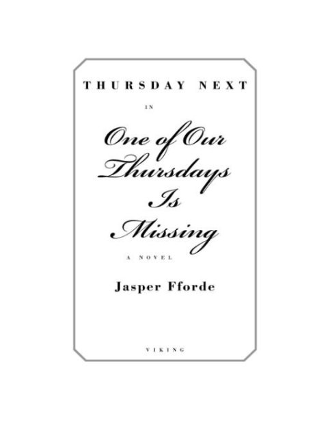 Cover image for book One of Our Thursdays Is Missing
