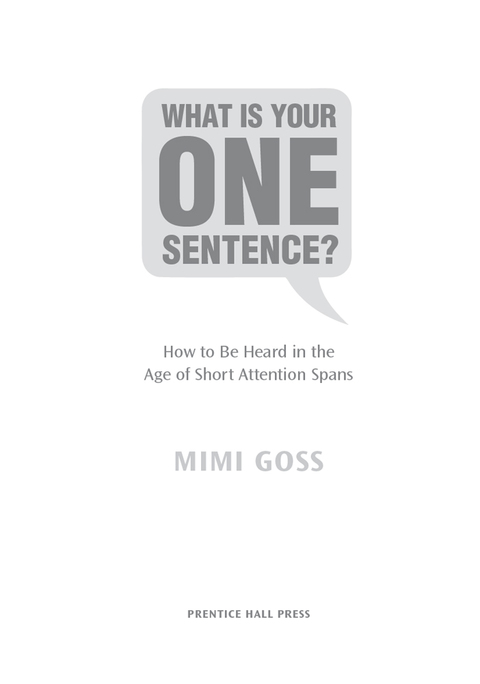 Cover image for book What Is Your One Sentence?