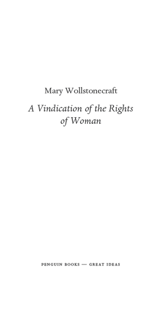 A Vindication of the Rights of Woman