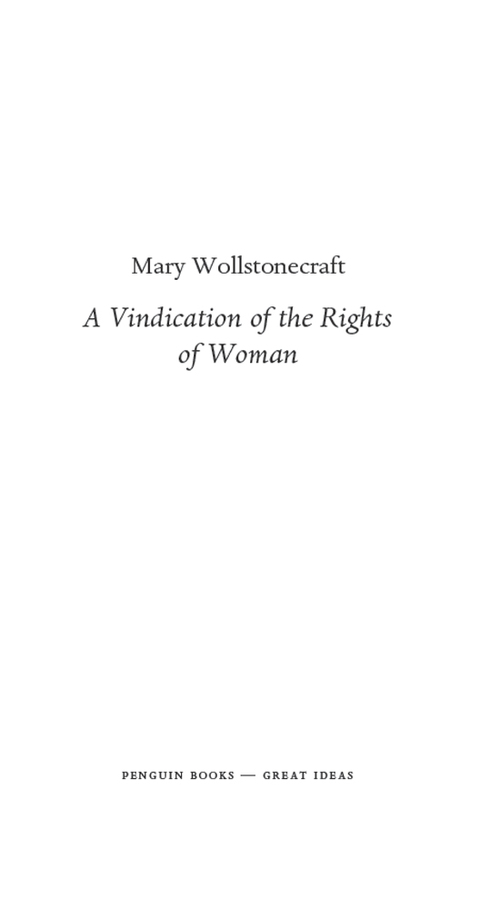 Cover image for book A Vindication of the Rights of Woman