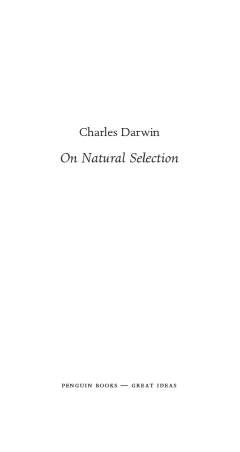Cover image for book On Natural Selection