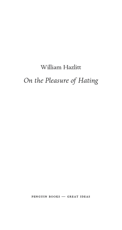 Cover image for book On the Pleasure of Hating