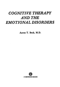 Cognitive Therapy and the Emotional Disorders | 9780452009288 ...