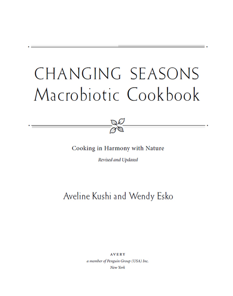 Cover image for book Changing Seasons Macrobiotic Cookbook