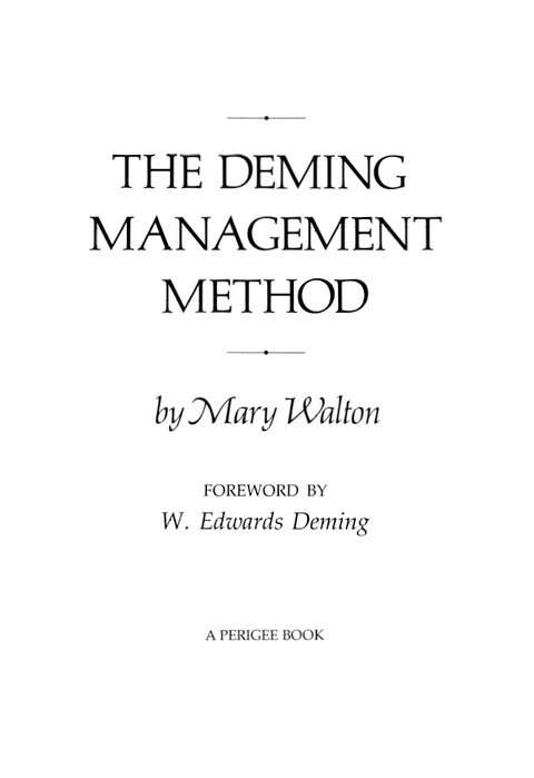 Cover image for book The Deming Management Method