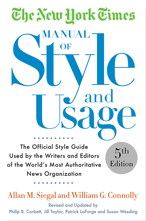 Cover image for book The New York Times Manual of Style and Usage, 5th Edition
